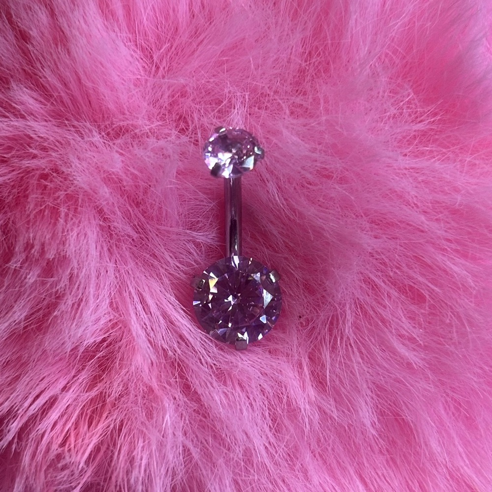 NEW Cute Sparkly Baby Rose Pink Cubic Zirconia Belly Ring